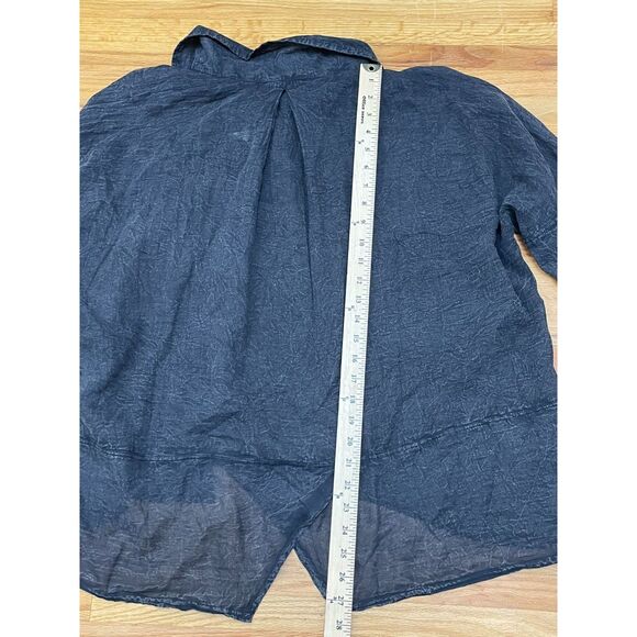 Free People Women's XS Black Shirt Semi-Sheer Button-Up Handkerchief-Hem Boho - Picture 11 of 11